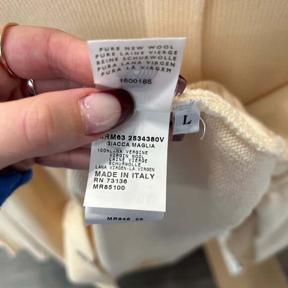 $605 NWT Voyage Marina Rinaldi Cream Cardigan Wool Sweater size Large - Picture 11 of 11